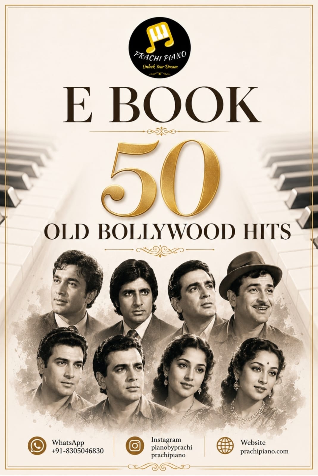 50 Old Bollywood Hits piano e-book cover